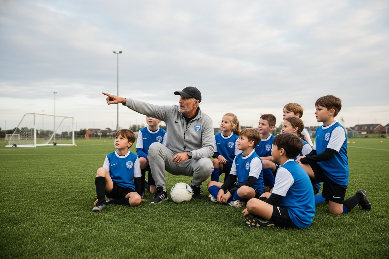 Akademi kurucusu genç futbolcularla sahada